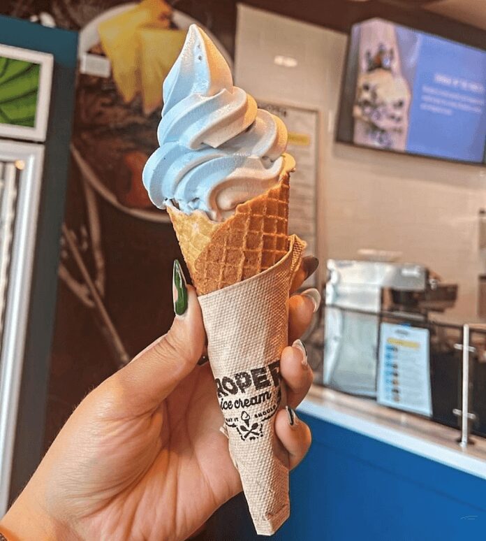 Holding soft proper ice cream in a cone